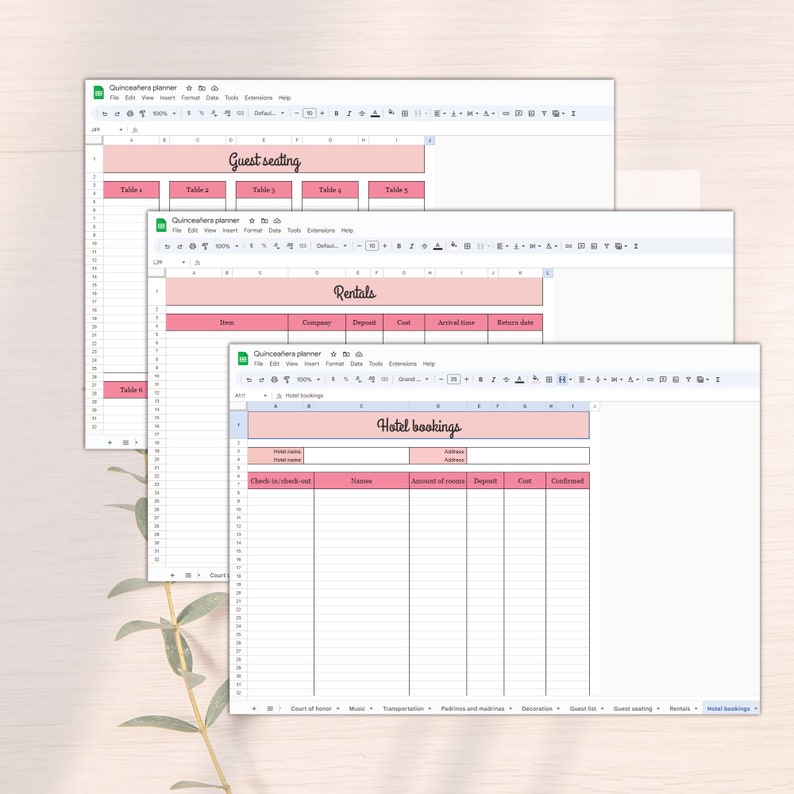 Quinceañera Planner, Editable in Google Sheets, Quince Planning