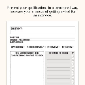 Job Search Tracker, Application Log, PRINTABLE And INSTANT DOWNLOAD, Us Letter Size, A4, A5 image 4