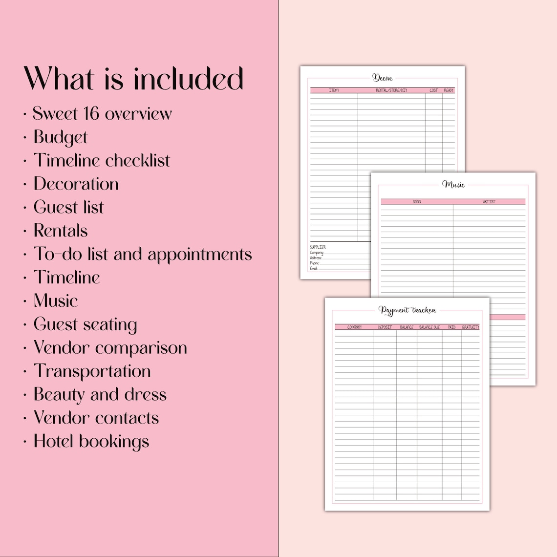 Sweet Sixteen Birthday Planner, My Sweet 16 Planning Checklist