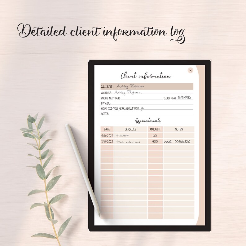 Client Date Client Information Form, Digital Client Information Sheets for Tablets ...