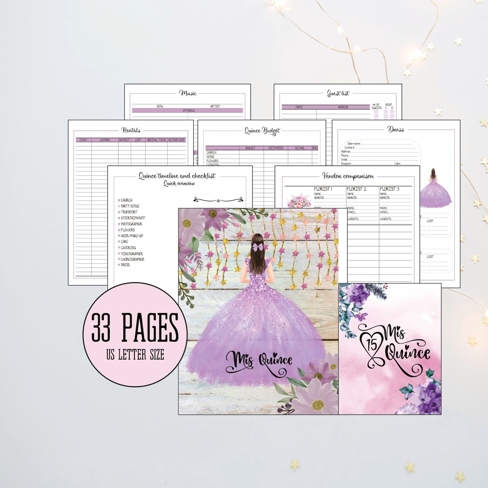 Quinceañera Planner, Quince Planning Checklist, Quinceañera Templates, Quinceañera Printable ...