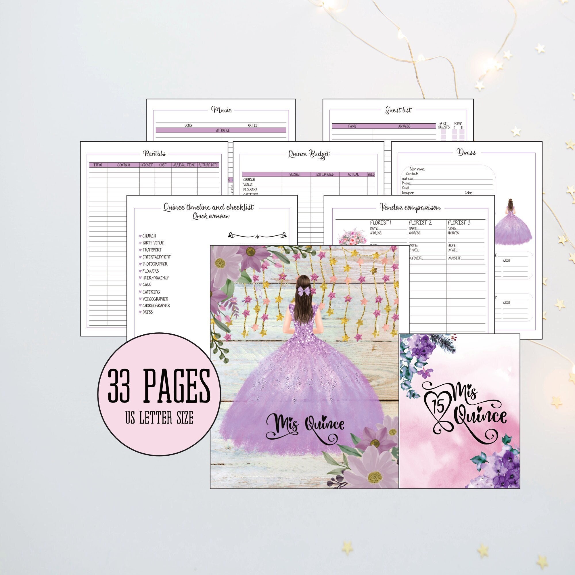 Quinceañera Planner, Quince Planning Checklist, Quinceañera Templates, Quinceañera Printable ...