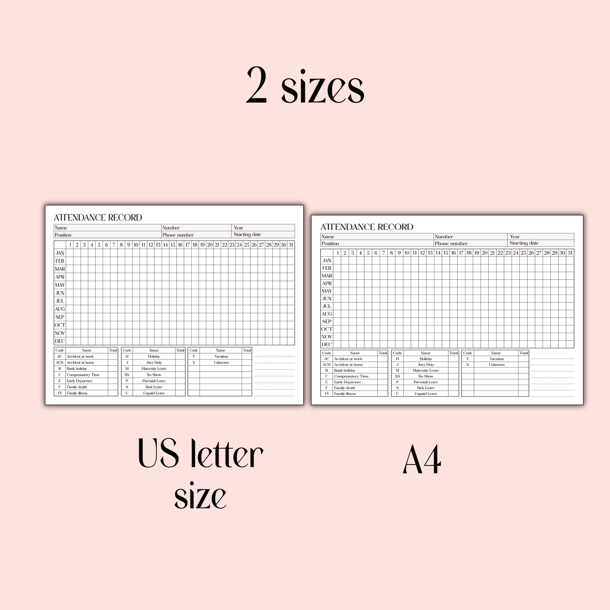 Absence Tracker: Employee Attendance Log, Daily Staff Absence Tracker ...
