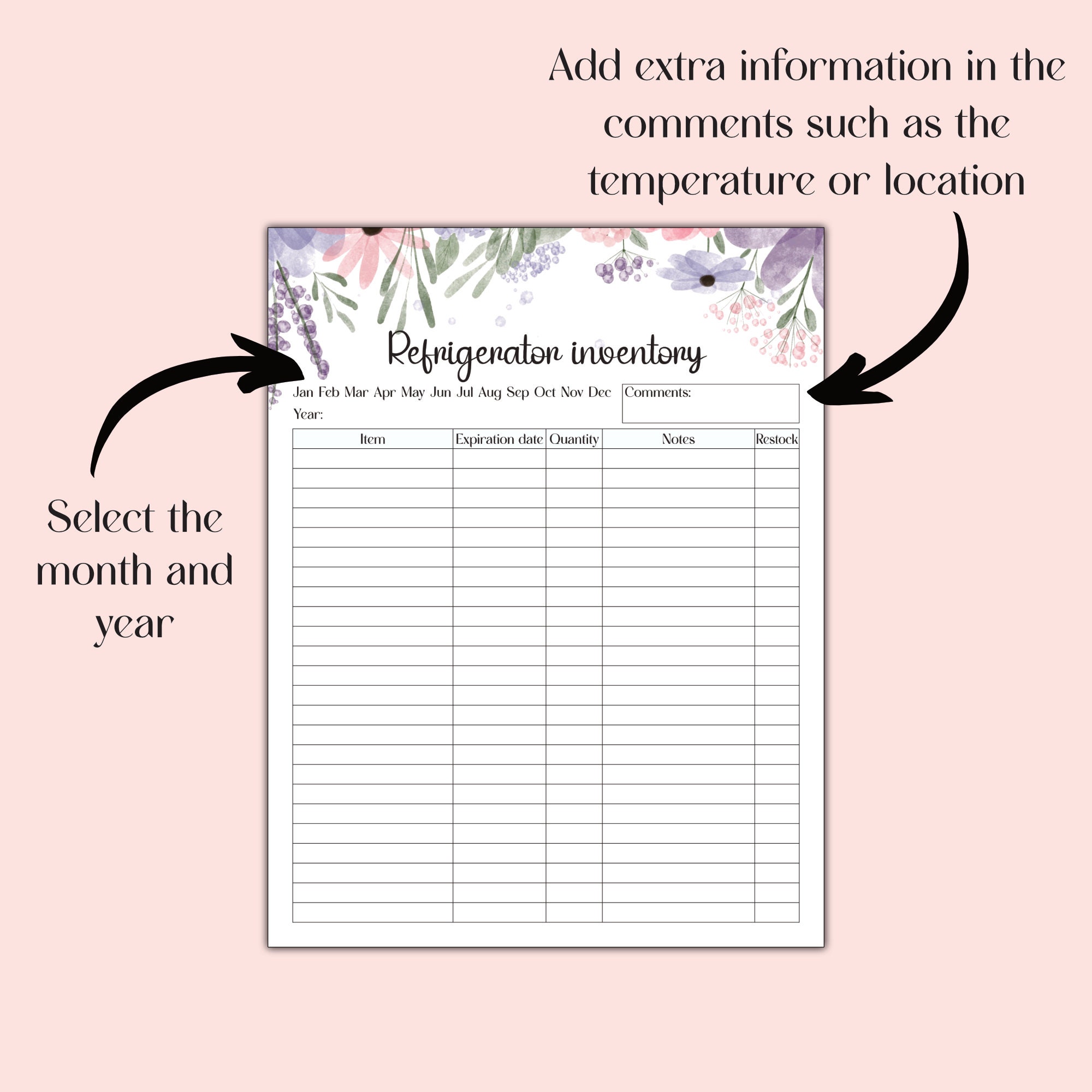 Pantry Inventory Printable Tracking Templates, Freezer and Refrigerator ...