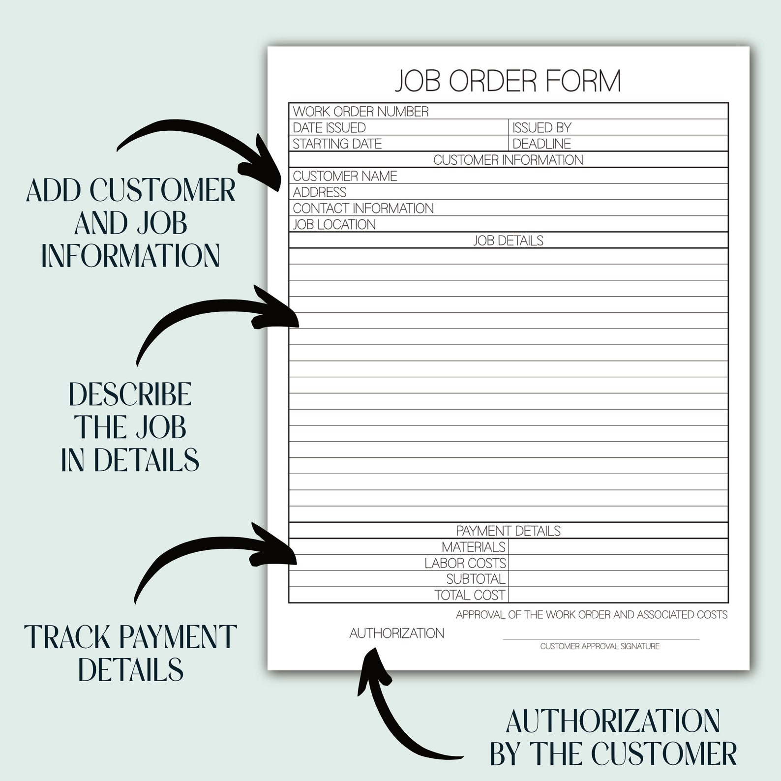 Job Work Order Form Printable, Small Business Job Work Order Tracking ...