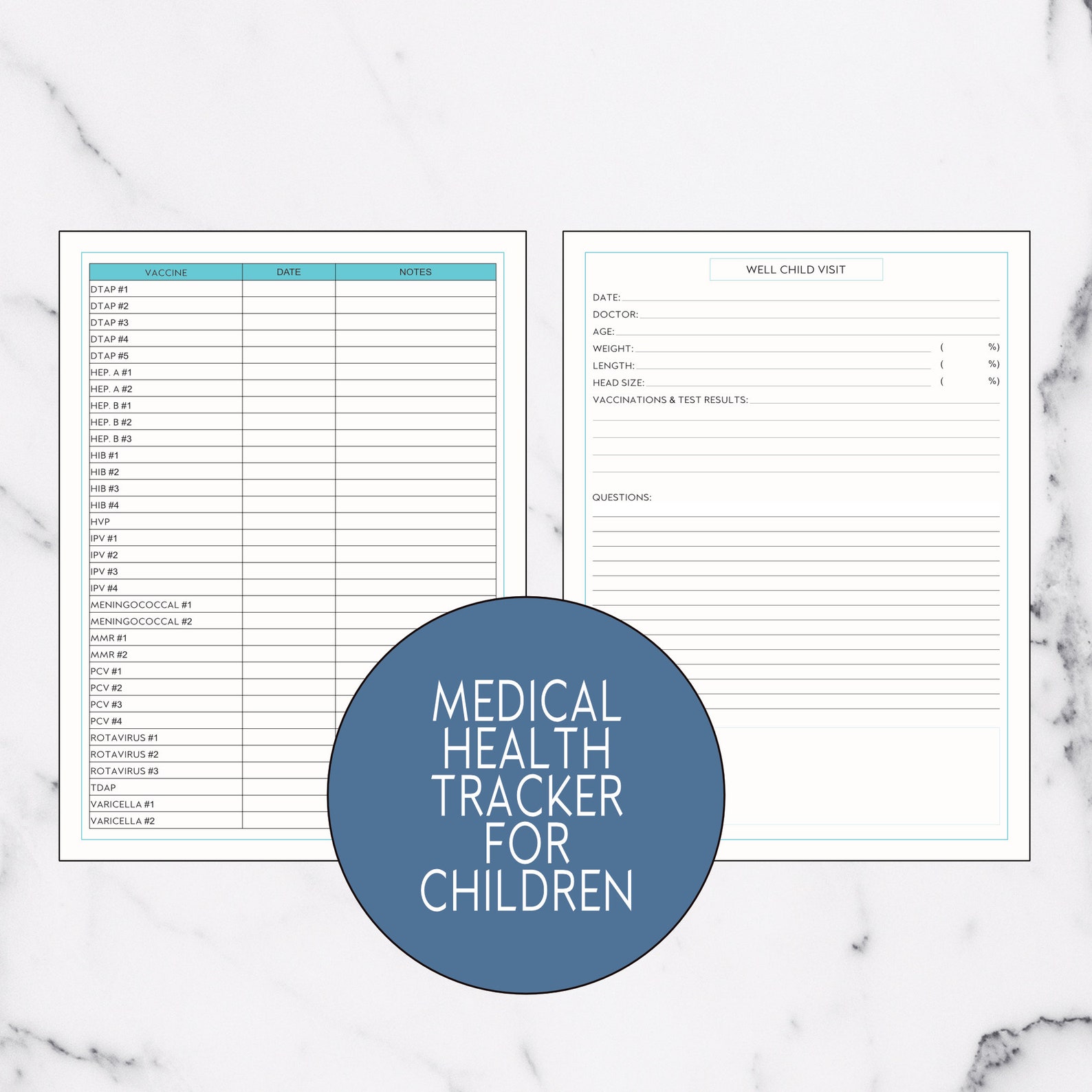 Personal Health Record Keeper PRINTABLE, Track Prescriptions, Medical Appointments, Medical
