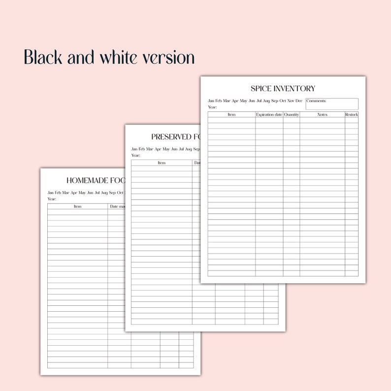 Pantry Inventory Printable Tracking Templates, Freezer and Refrigerator ...