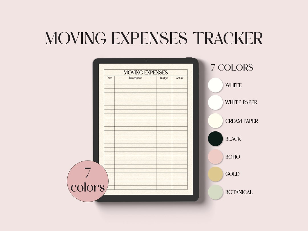 Moving Expenses Tracker, Digital Relocation Costs Tracker for Tablets ...