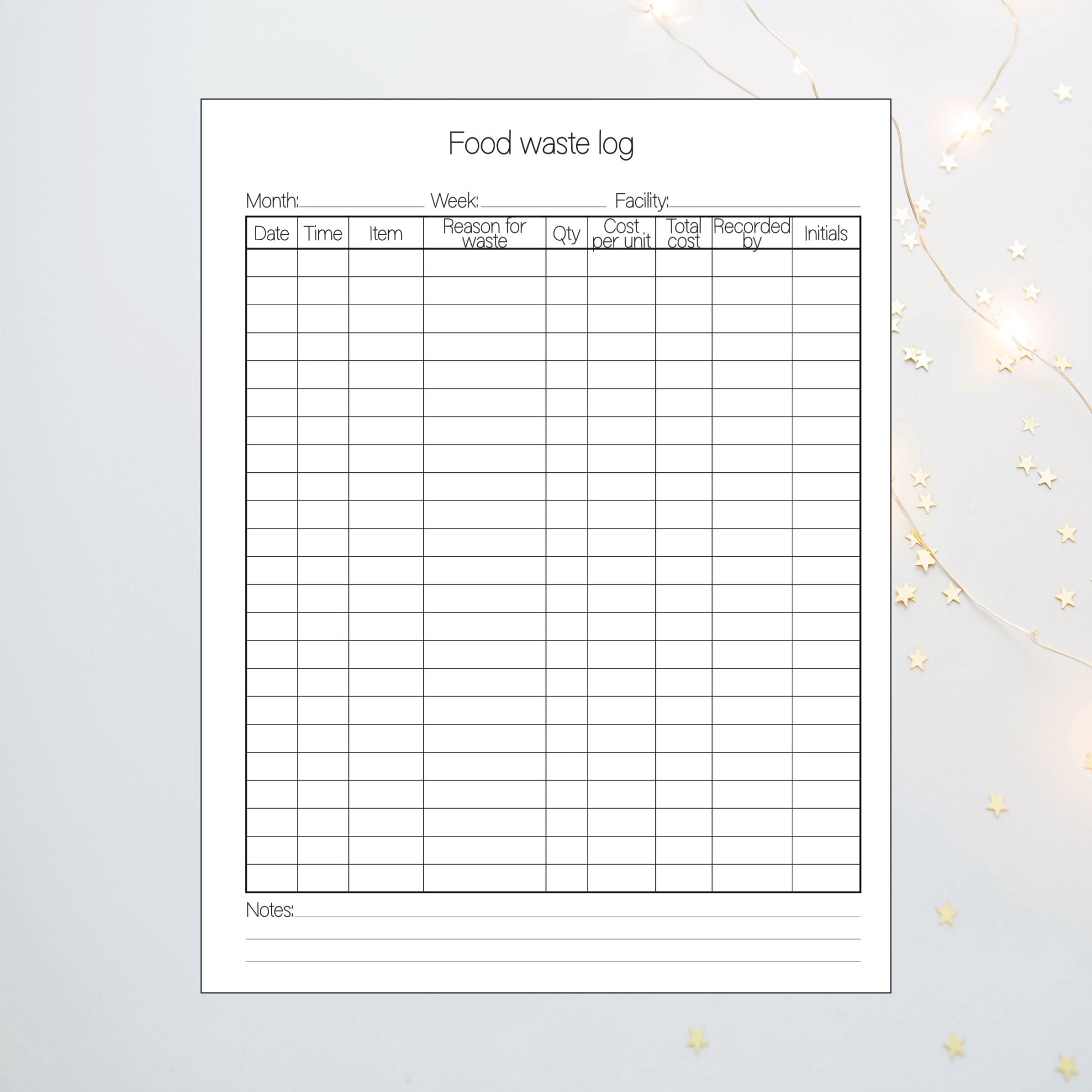 Kitchen Cleaning Checklist Temperature Log Food Waste Log - Etsy Australia
