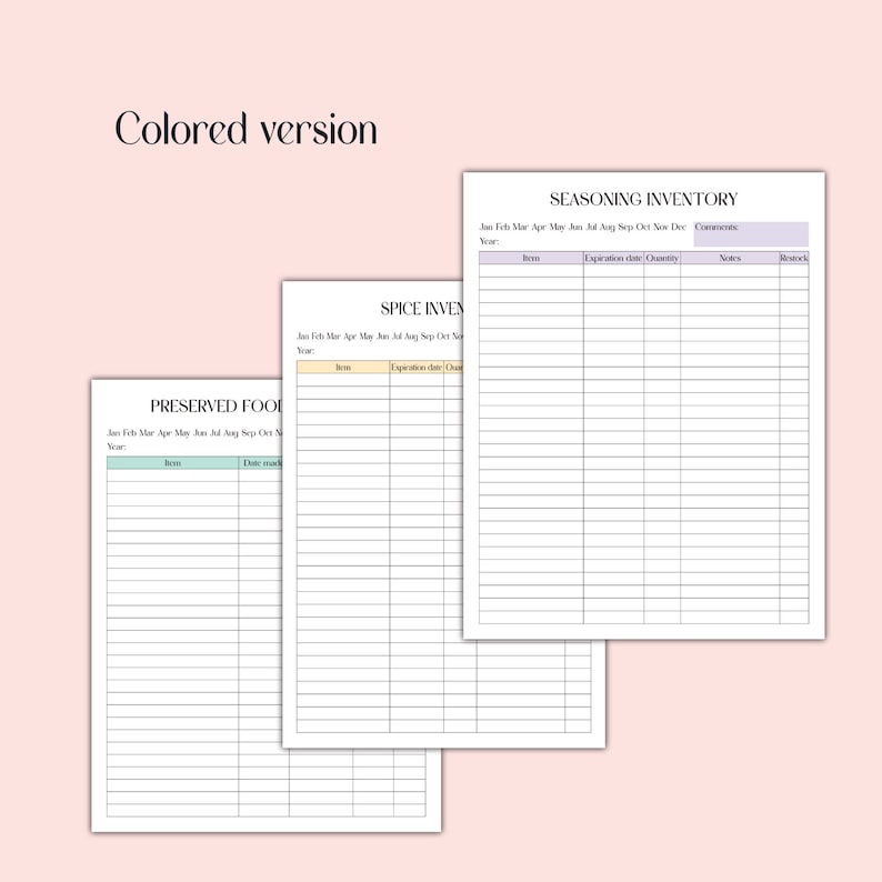 Pantry Inventory Printable Tracking Templates, Freezer and Refrigerator ...