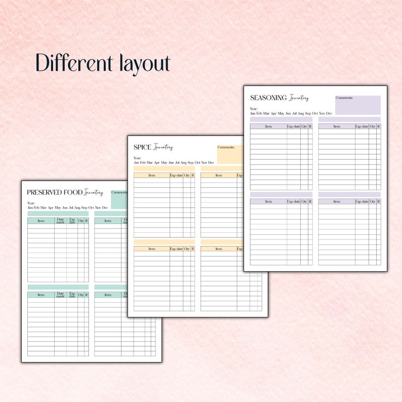 Pantry Inventory Printable Tracking Templates, Freezer and Refrigerator ...