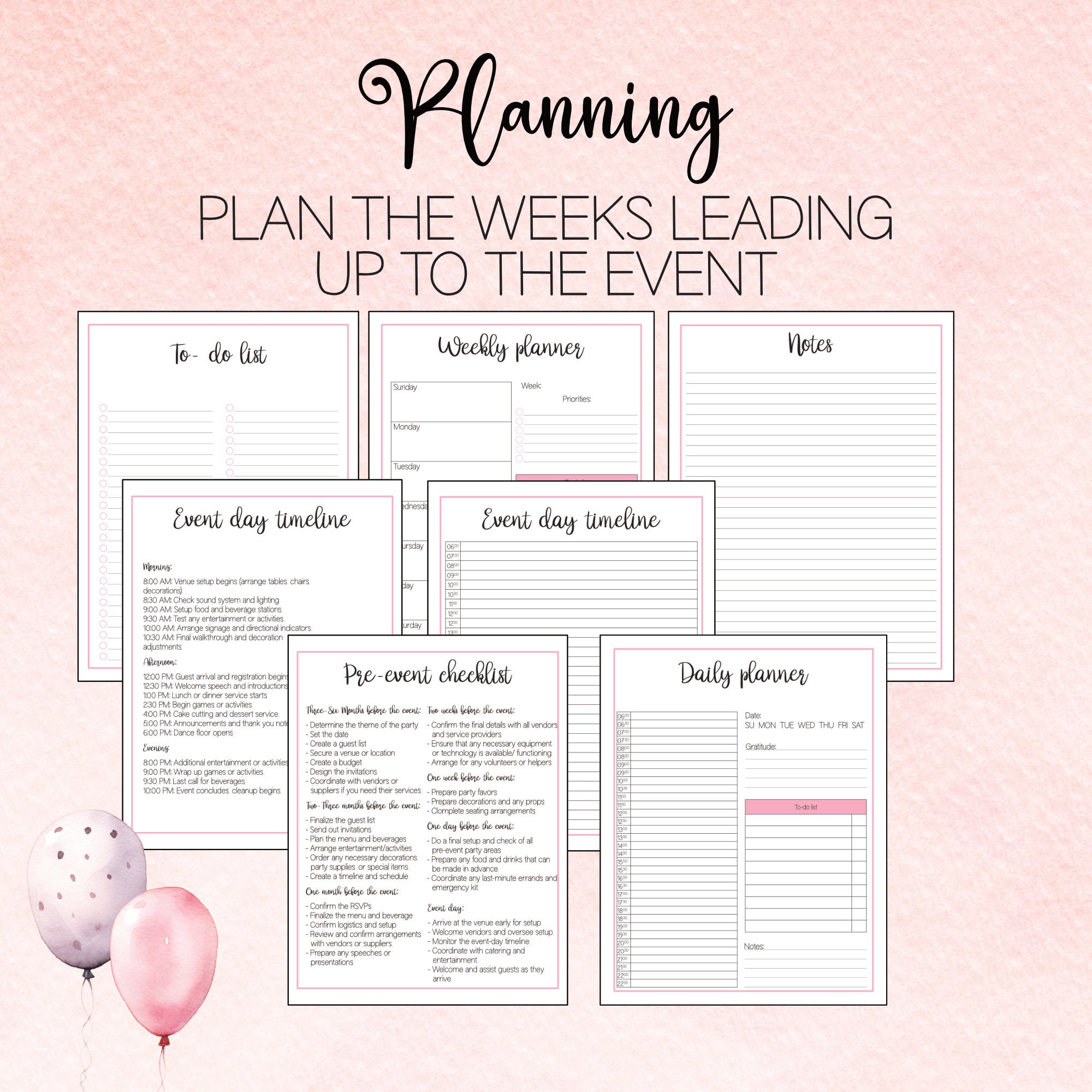 Printable Party Planner, Birthday Planner and Checklist for Event ...