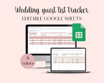 Hochzeitsgästeliste Tracker, bearbeitbare Google Sheets Hochzeitsgäste Vorlage, Digitaler RSVP Tracker, Einladungs-Antwort-Tracker