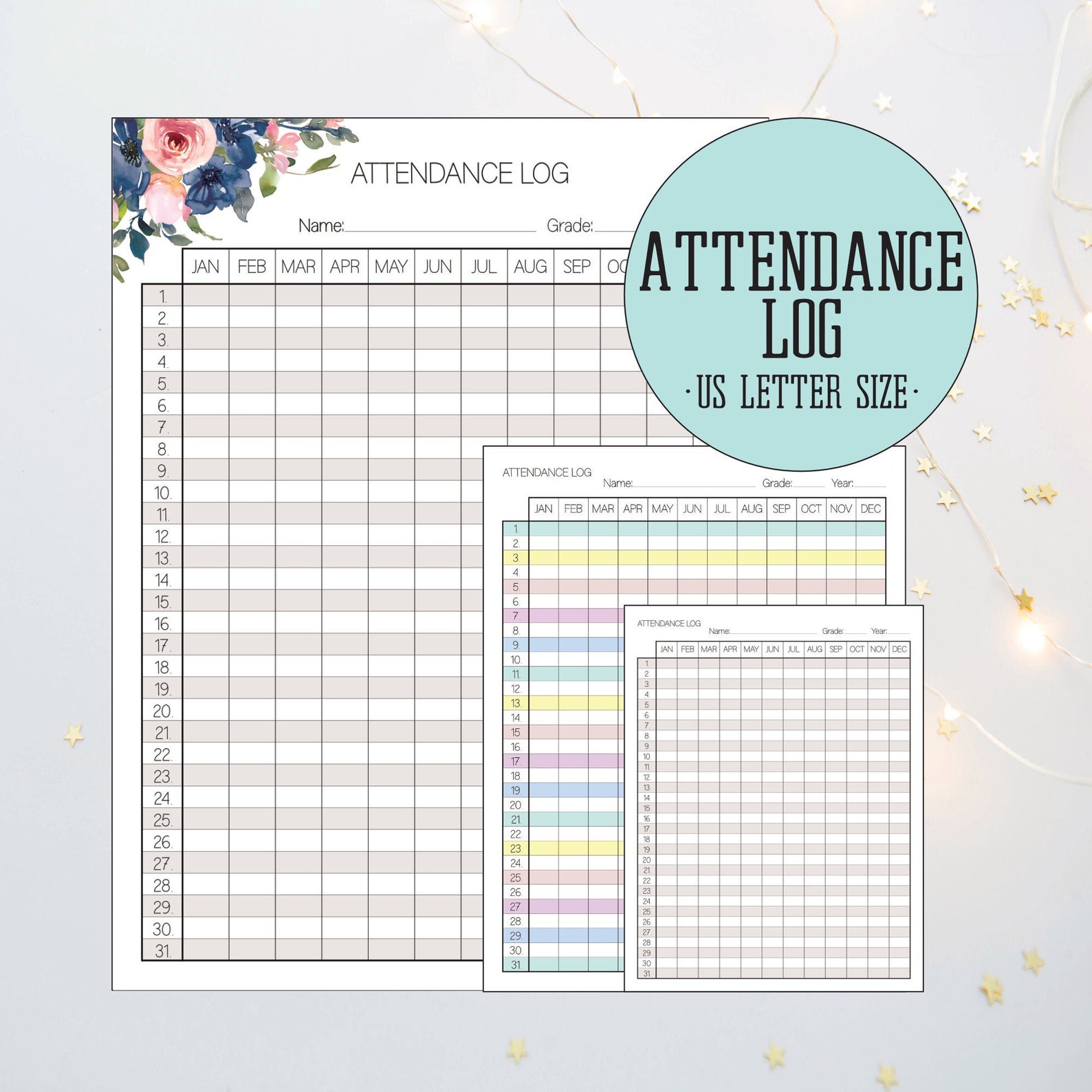 Homeschool Attendance Log Printable Yearly Attendance Sheet - Etsy