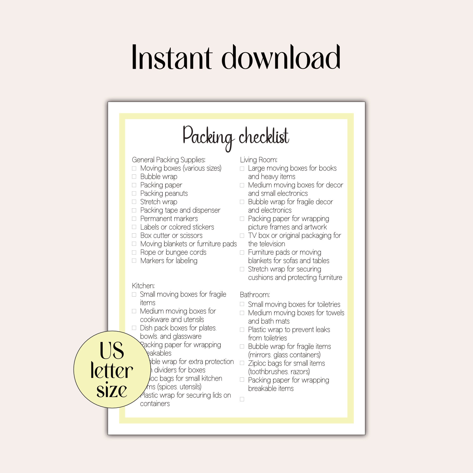 Moving Checklist, Printable Relocation Planner Suitable for Rentals and Out of State Moves - Etsy