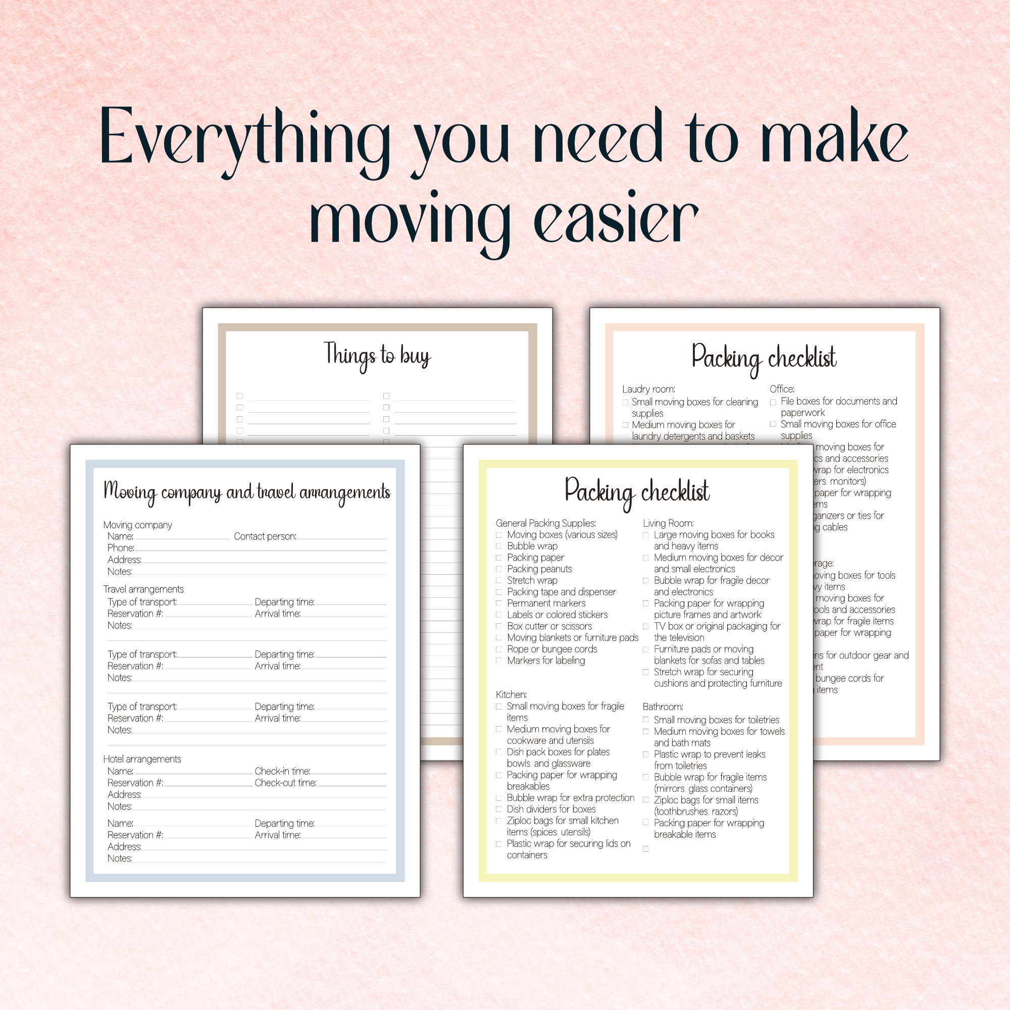 Moving Checklist, Printable Relocation Planner Suitable for Rentals and Out of State Moves - Etsy