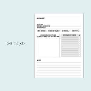 Job Search Tracker, Application Log, PRINTABLE And INSTANT DOWNLOAD, Us Letter Size, A4, A5 image 5