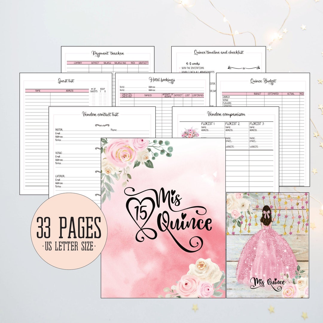 Quinceañera Planner, Quince Planning Checklist, Quinceañera Templates Quinceañera Planner, Quince Planning Checklist, Quinceañera Templates