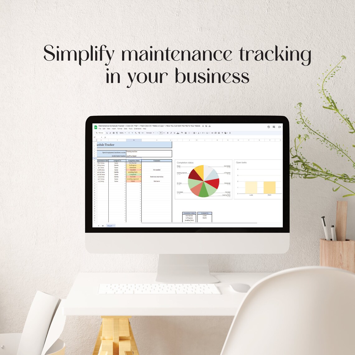 Maintenance Ba Maintenance Schedule Tracker, Maintenance Planner, Facilities ...