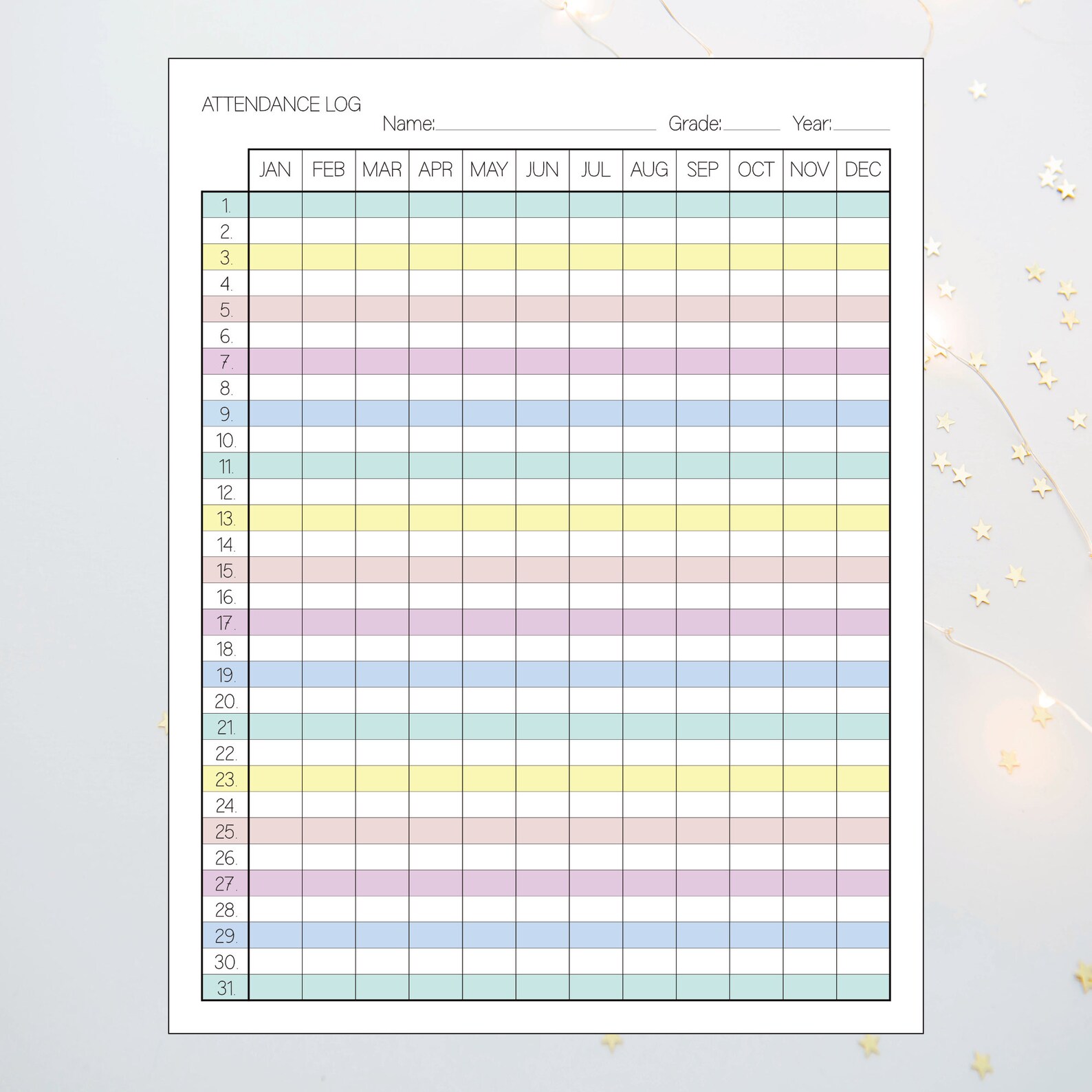 Free Printable Homeschool Attendance Chart