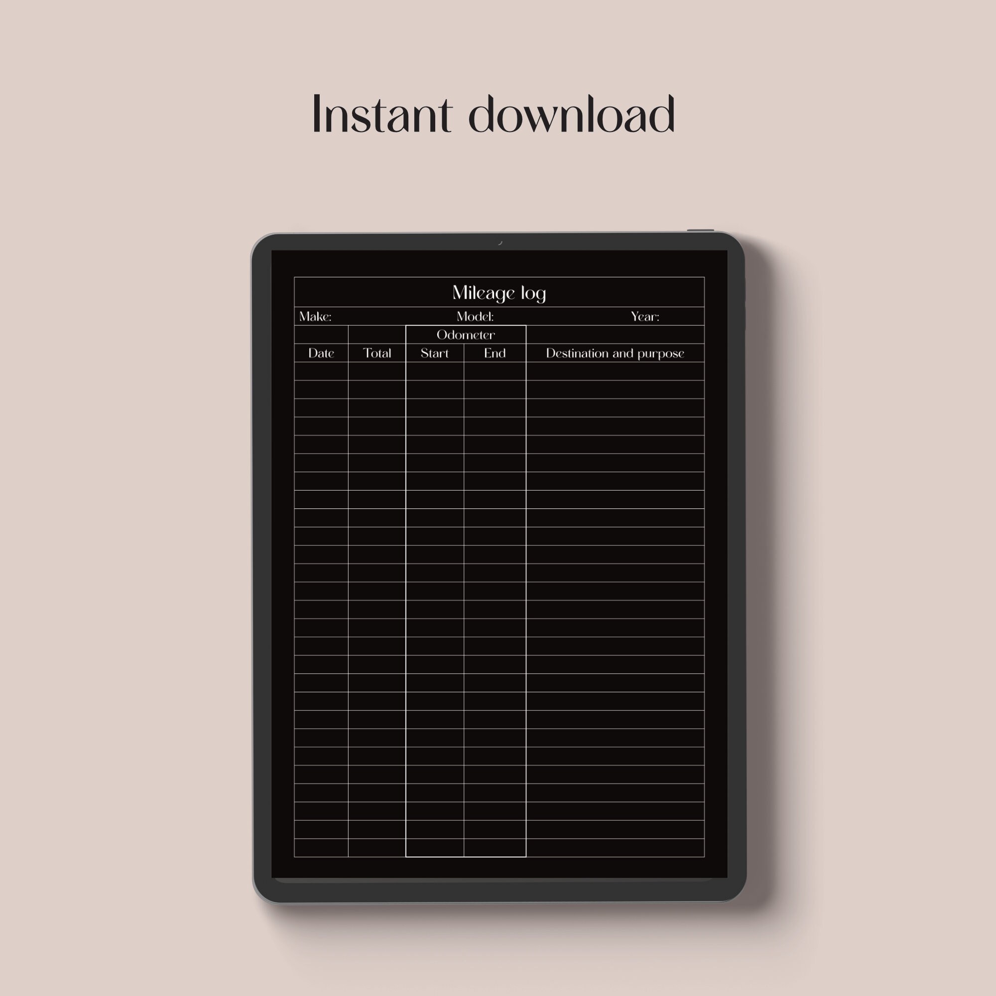 Mileage Tracker for Vehicles, Digital Business Trip Tracker Planner for