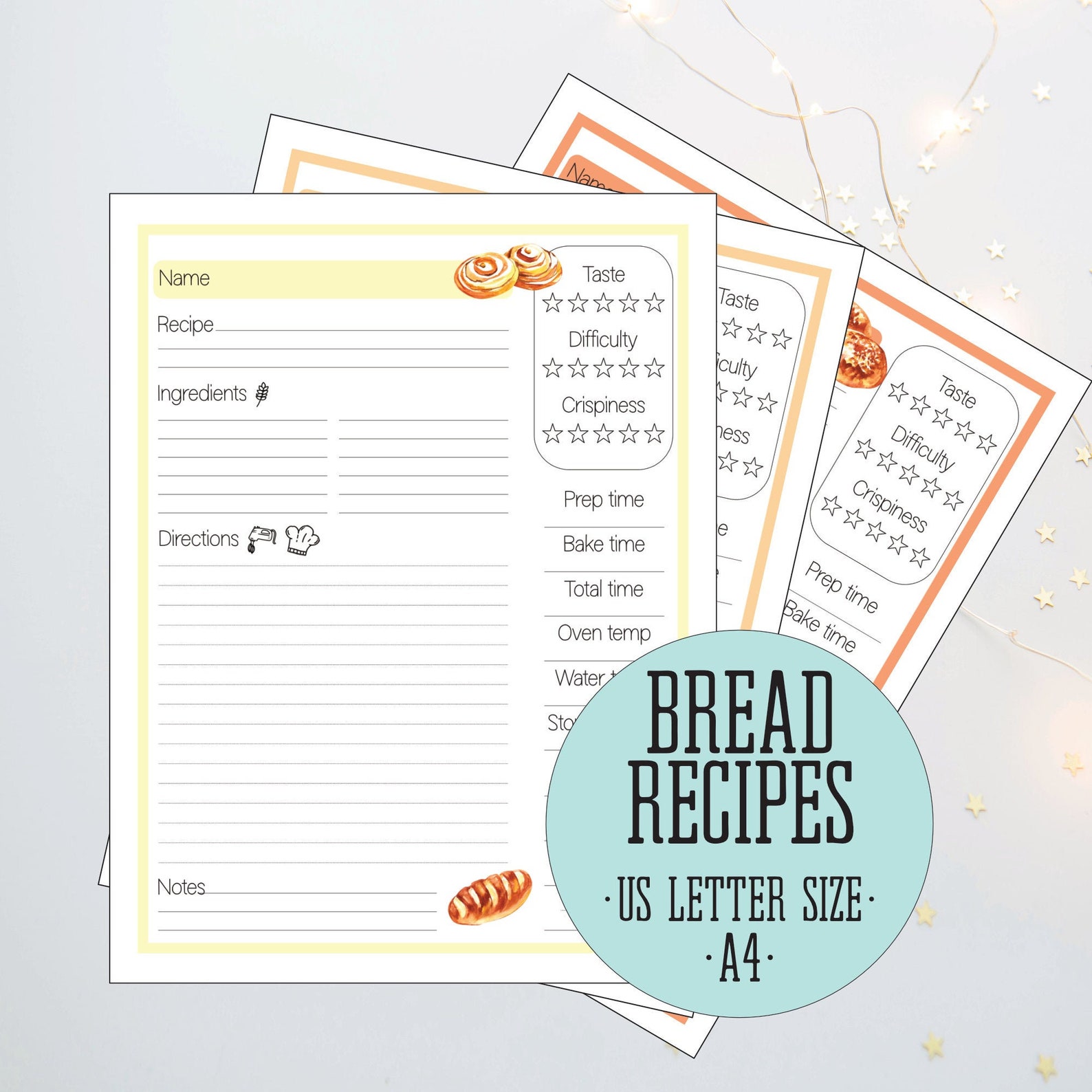 Bread Notes Bread Baking Recipes Log Homemade Bread Recipe Etsy