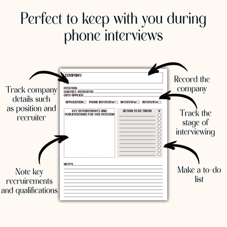 Printable job search tracker to help you during interviewing to quickly search the company and its details once a recruiter calls you
