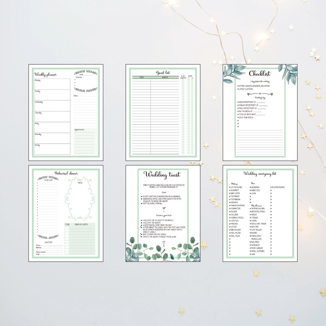 Mother of the Bride Planner, Botanical, Printable Wedding Checklist