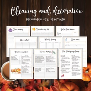 Image of printabe cleaning and decoration checklists for decor and cleanups for Christmas and Thanksgiving