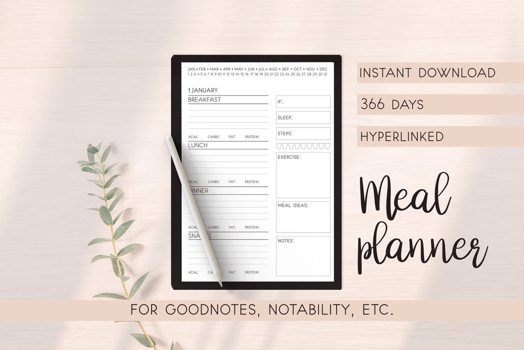 Daily Food Diary Journal, Fitness Digital Planner Template, Minimalist ...
