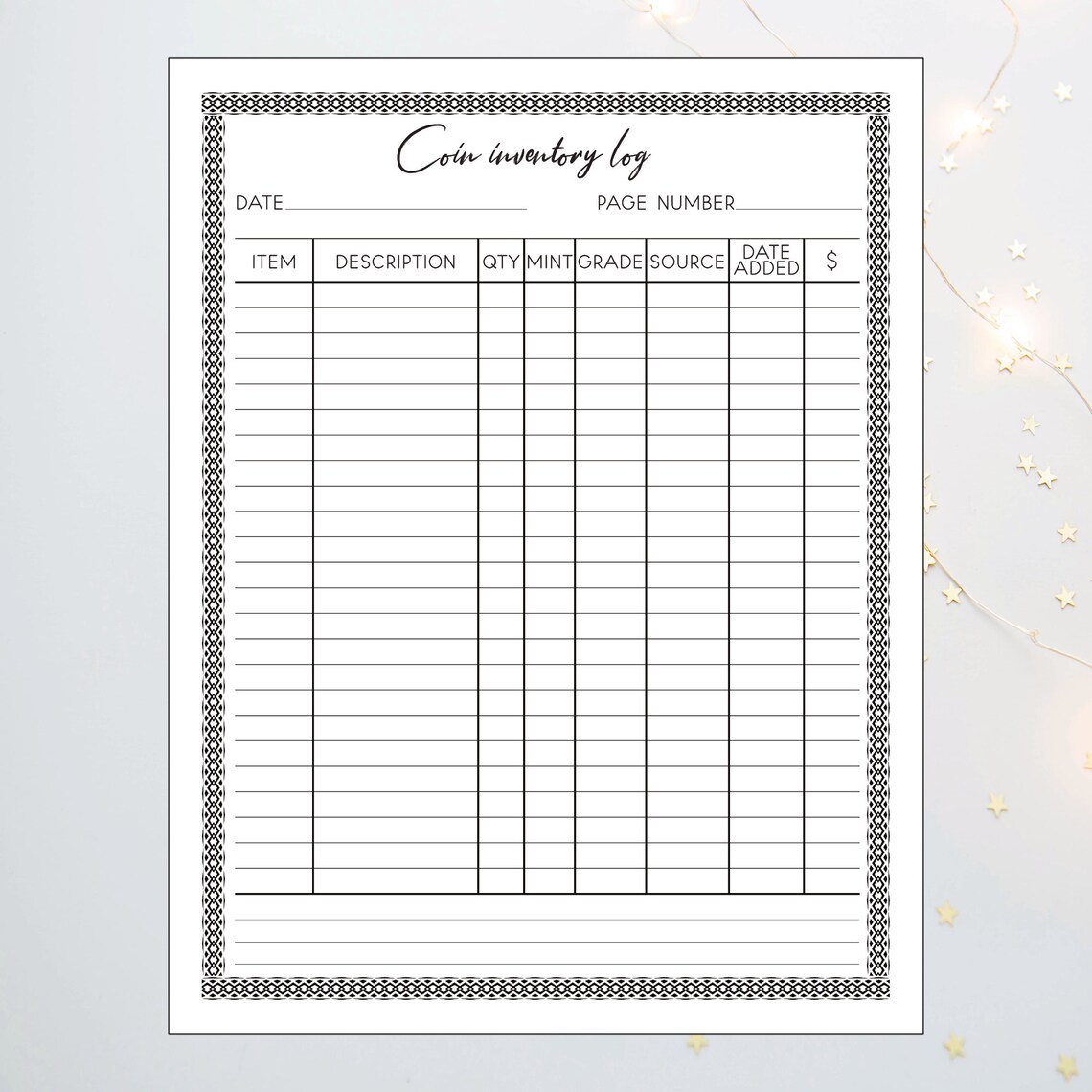 Coin Collection, Coin Inventory, Collectible Coin Inventory Log ...