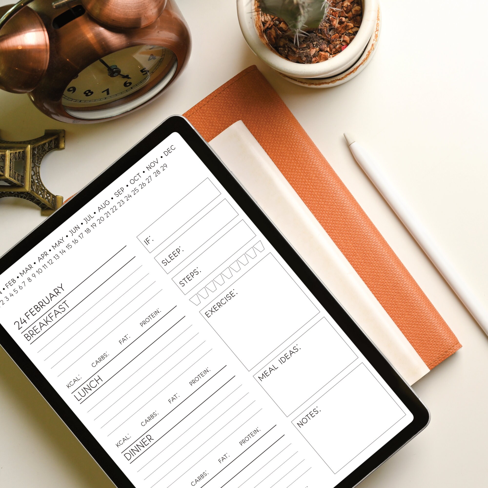 Daily Food Diary Journal, Fitness Digital Planner Template, Minimalist Diet Journal - Etsy