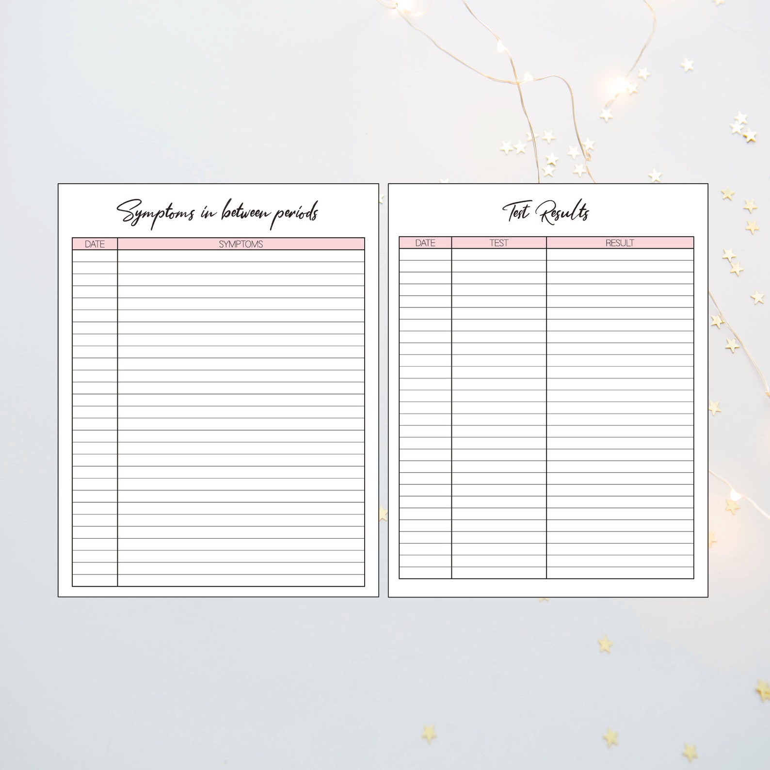 Endometriosis Log Printable Endo Log Period Tracker Chronic Etsy