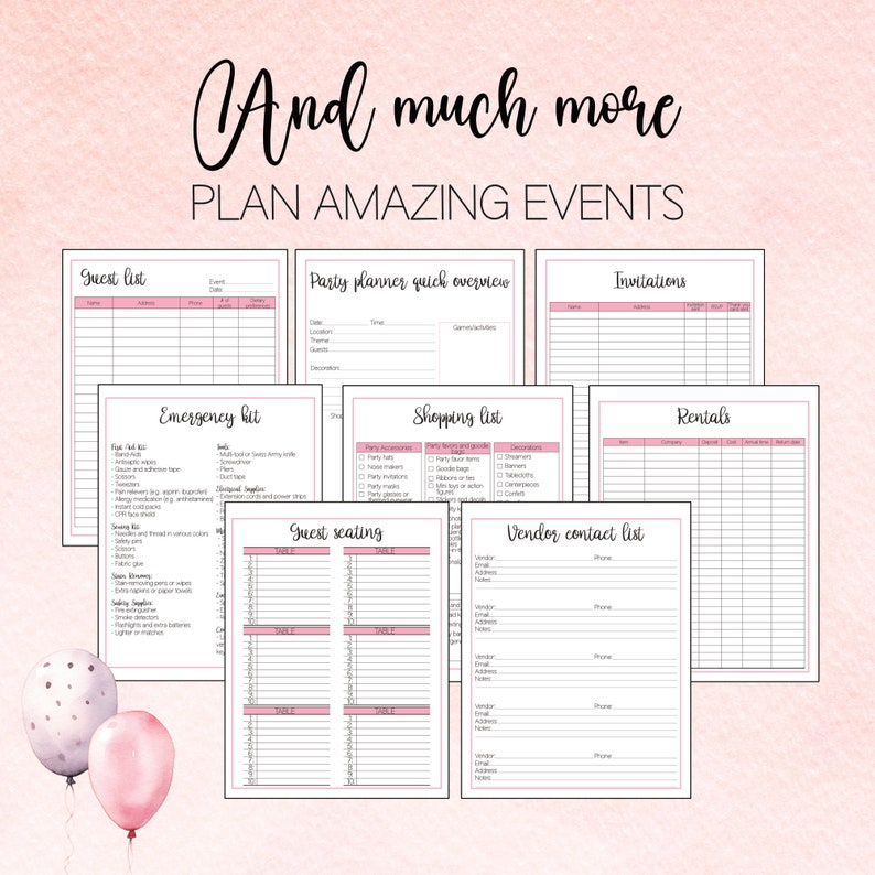 Printable Party Planner, Birthday Planner and Checklist for Event ...