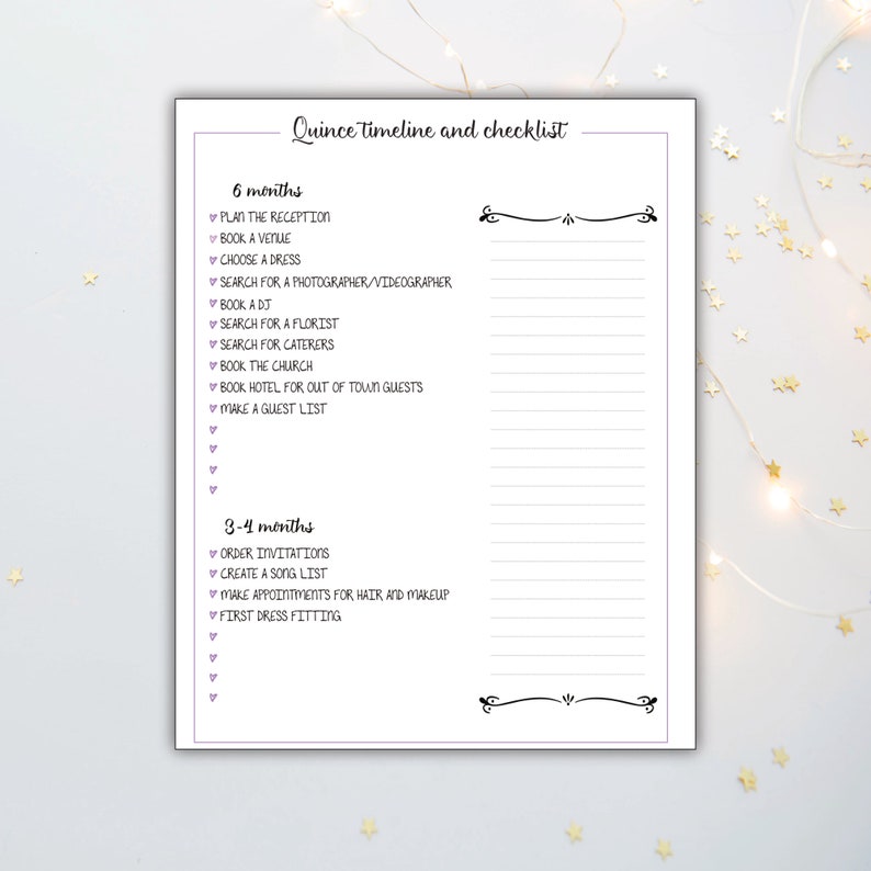 Quinceañera Planner, Quince Planning Checklist, Quinceañera Templates, Quinceañera Printable ...