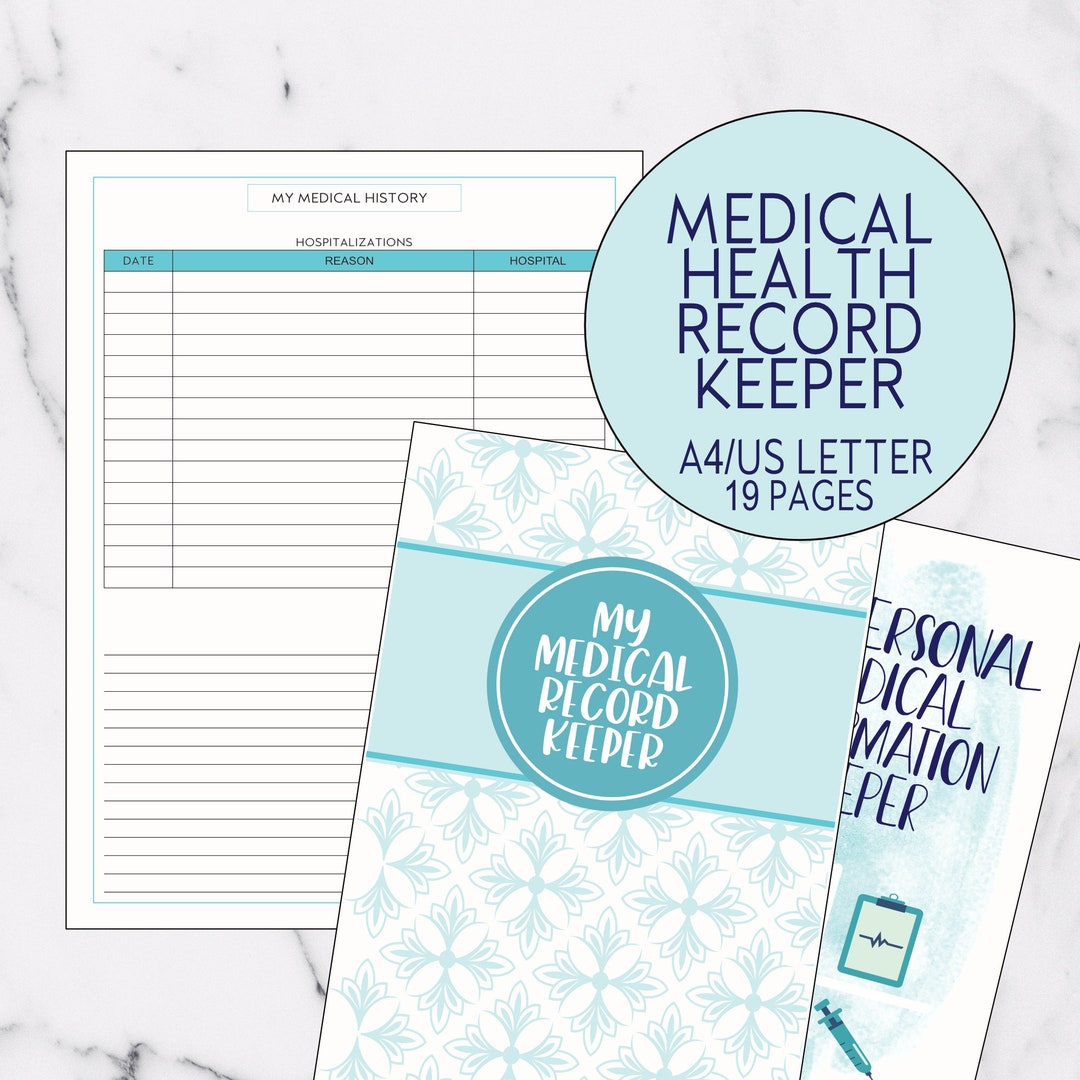 Personal Health Record Keeper PRINTABLE Track Prescriptions Etsy