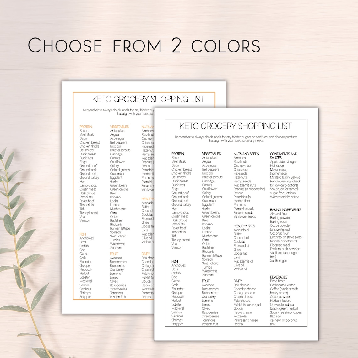 Keto Grocery List Printable Keto Food List Low Carb Food List Keto ...