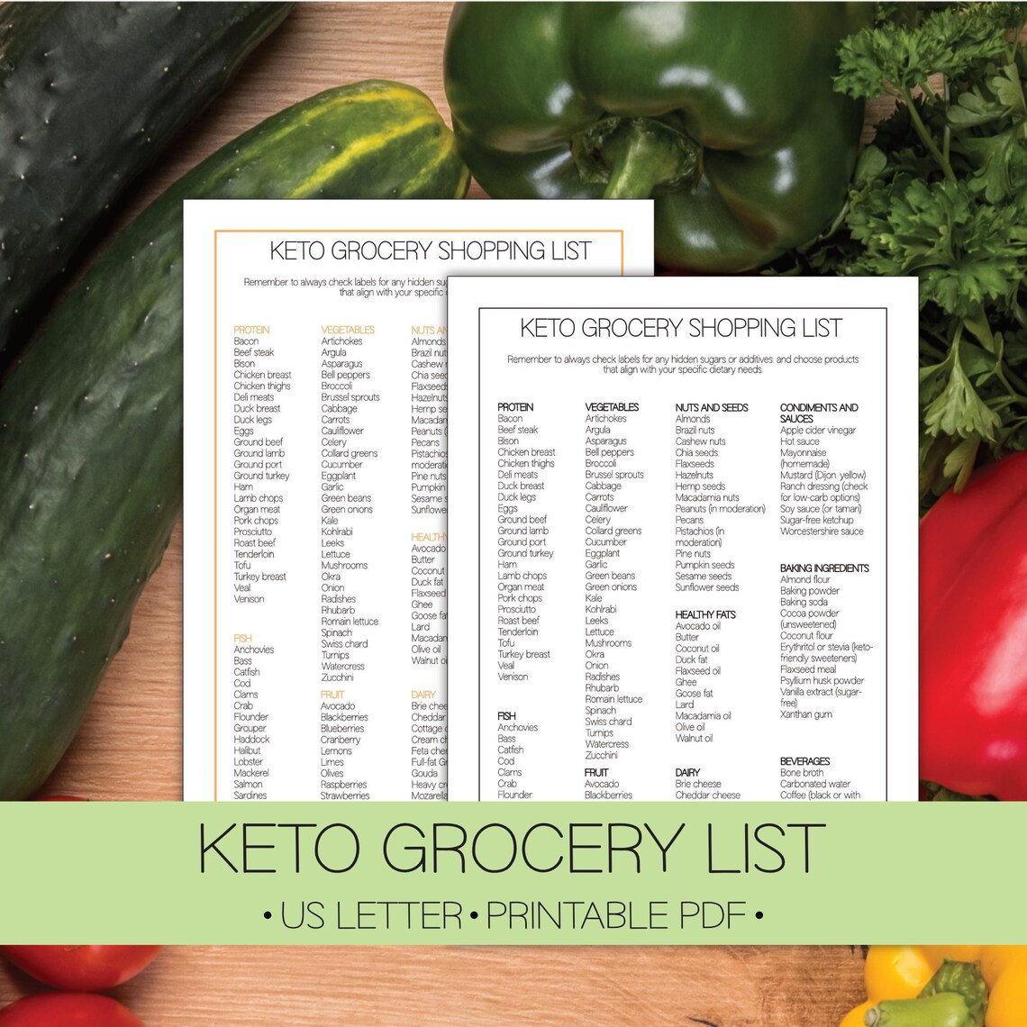 Keto Grocery List Printable Keto Food List Low Carb Food List Keto ...