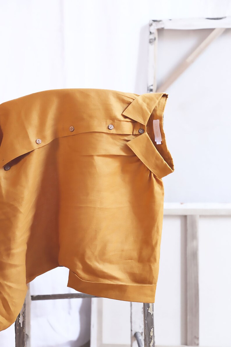 Linen shirt, Loose Shirt Linen, Copper Shirt, front buttons. Drop Shoulder. Women eco clothing, Australia, Handmade linen clothing image 2