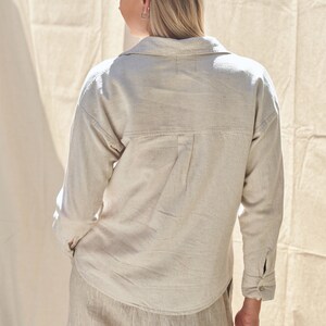 Linen Shirt, front buttons. Long sleeves. 100% Linen. Women eco clothing, Australian Custom made clothes image 4