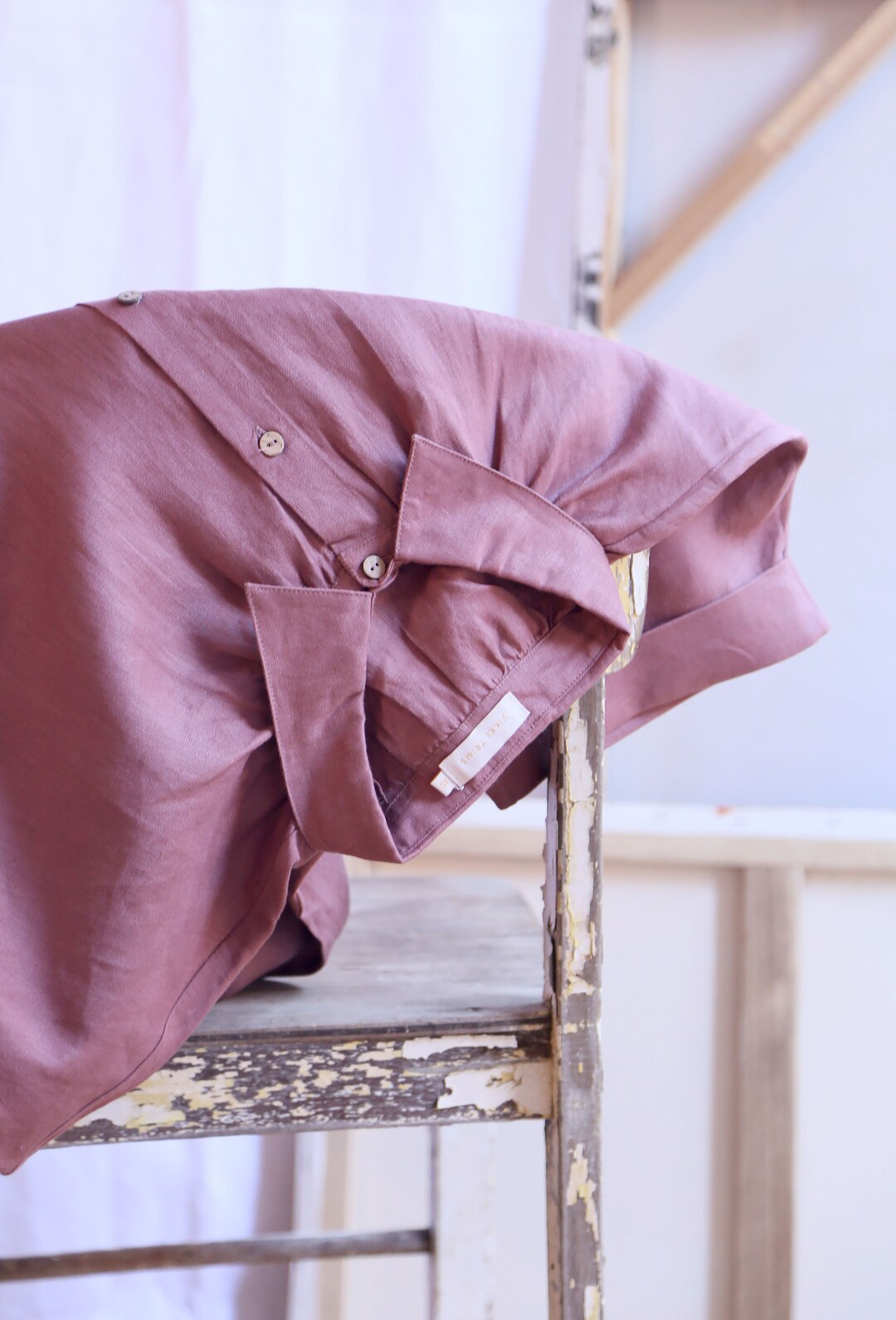 Ready to Ship. Linen Shirt, Loose Fit, Drop Wide Sleeves. Women Eco