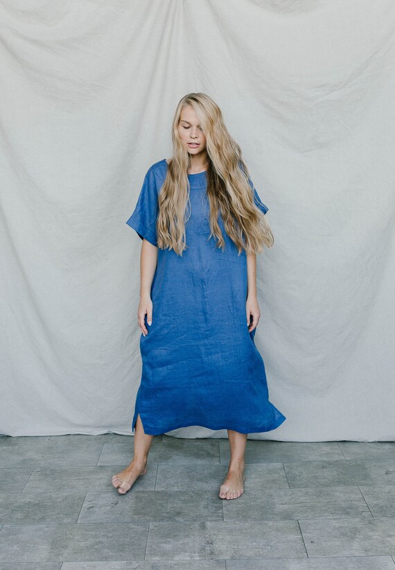 100% Linen Dress, Summer Dress, Back Button, Handmade, Oversized Linen Dress. Long linen clothing. Women linen eco clothing, Australia 100% Linen Dress, Summer Dress, Back Button, Handmade, Oversized Linen Dress. Long linen clothing. Women linen eco clothing, Australia