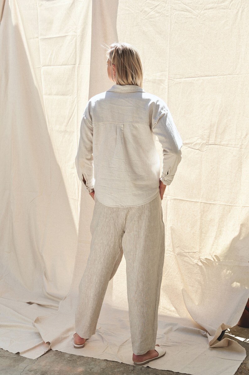 Linen Shirt, front buttons. Long sleeves. 100% Linen. Women eco clothing, Australian Custom made clothes image 5
