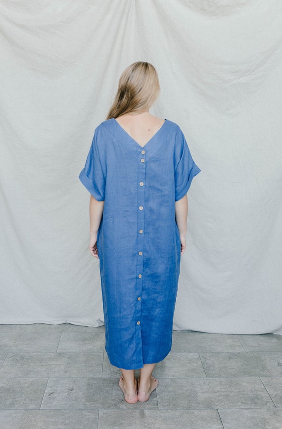 100% Linen Dress, Summer Dress, Back Button, Handmade, Oversized Linen Dress. Long linen clothing. Women linen eco clothing, Australia 100% Linen Dress, Summer Dress, Back Button, Handmade, Oversized Linen Dress. Long linen clothing. Women linen eco clothing, Australia