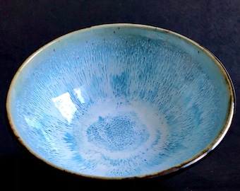 Ciotola in ceramica nera e azzurra