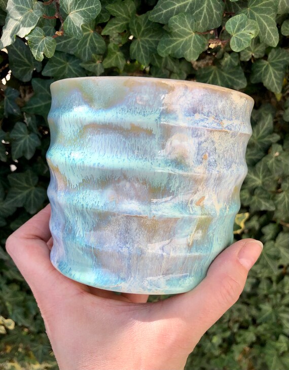 Mehrfarbiger Keramik-Pflanztopf / Untersetzer / bertopf / Stifthalter /  Aufbewahrung in Flieder, Grn und Hellblau - Etsy.de