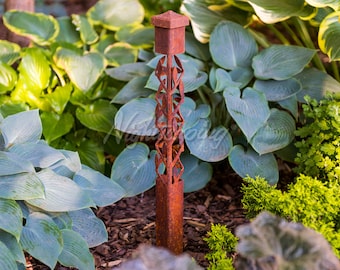 Ivy 2x2 Nightscaping® Courtyard Series - Ivy Design CorTen Steel Light Bollard