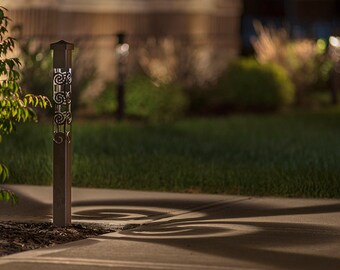 Spiral 2x2 Nightscaping® Courtyard Series - Spiral Design CorTen Steel Light Bollard