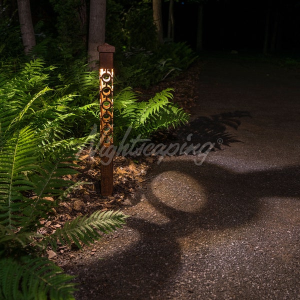 Celtic 2x2 Nightscaping® Courtyard Series - Celtic Design CorTen Steel Light Bollard