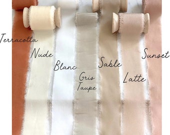 Frayed pure silk ribbon (les Terres)